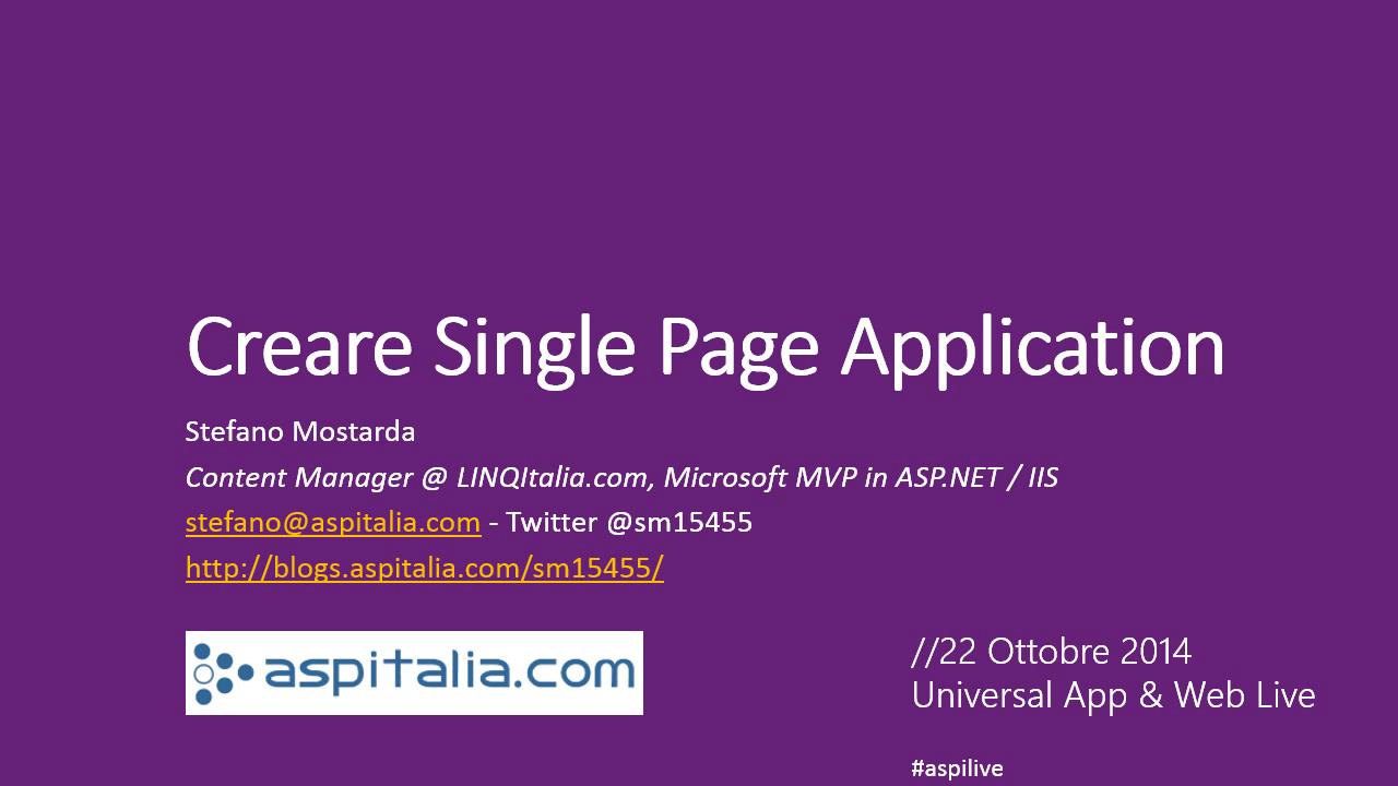 Creare Single Page Application (#universalapp & Web Live) https://aspit.co/ay7 di @sm15455 #vs #javascript